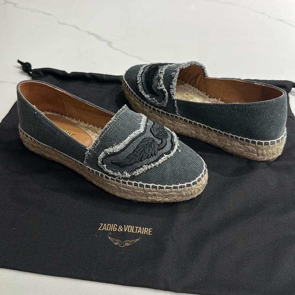 NEW Zadig Canvas Espadille With Wings
